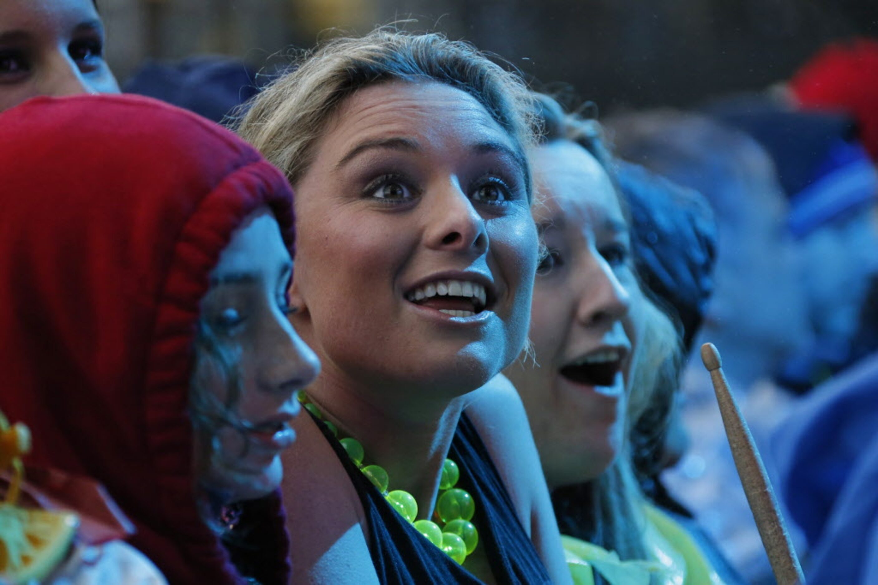 Fans eagerly await the band Fun. before their performance during the March Madness Music...