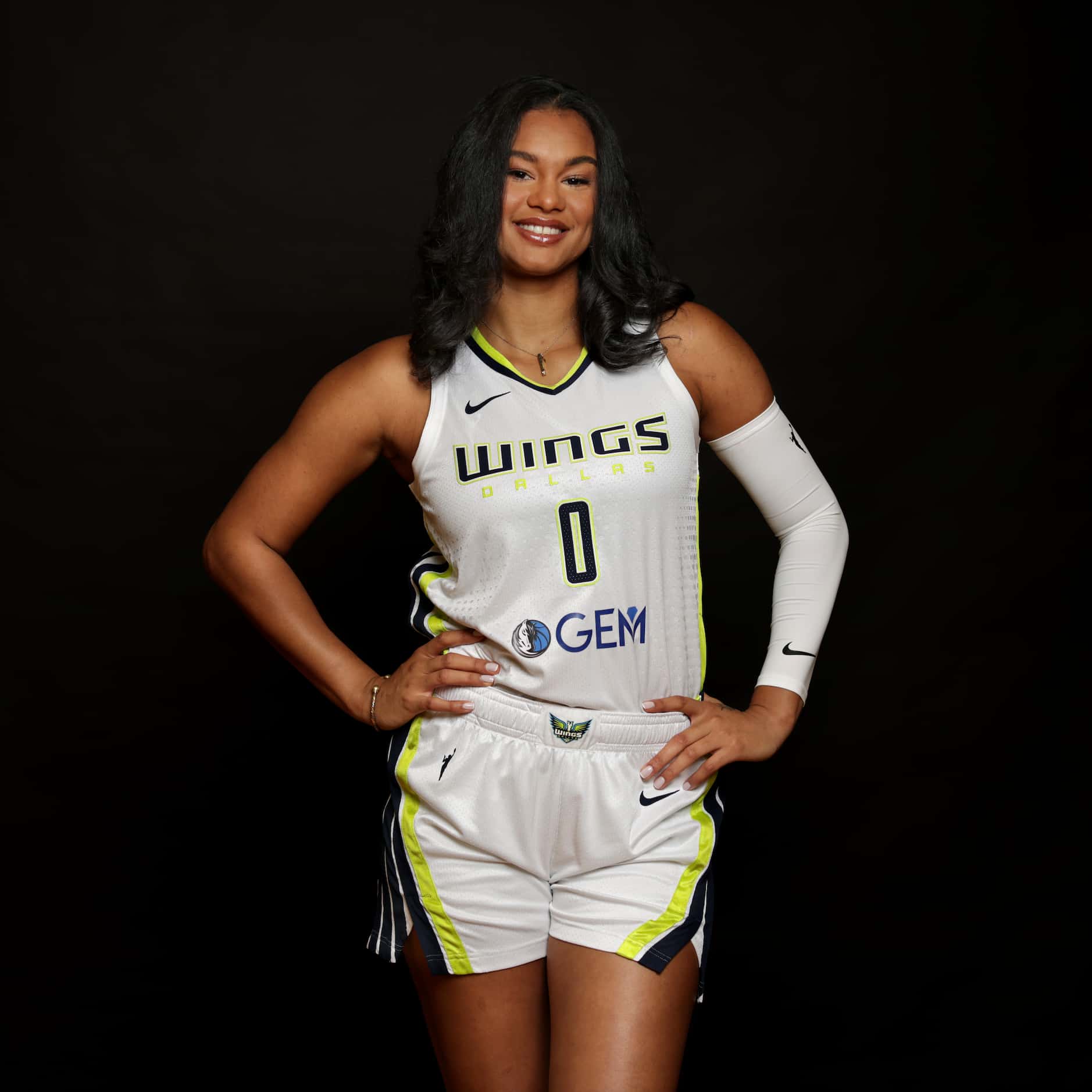 #0 Satou Sabally with The Dallas Wings poses for a photograph at College Park Center in...