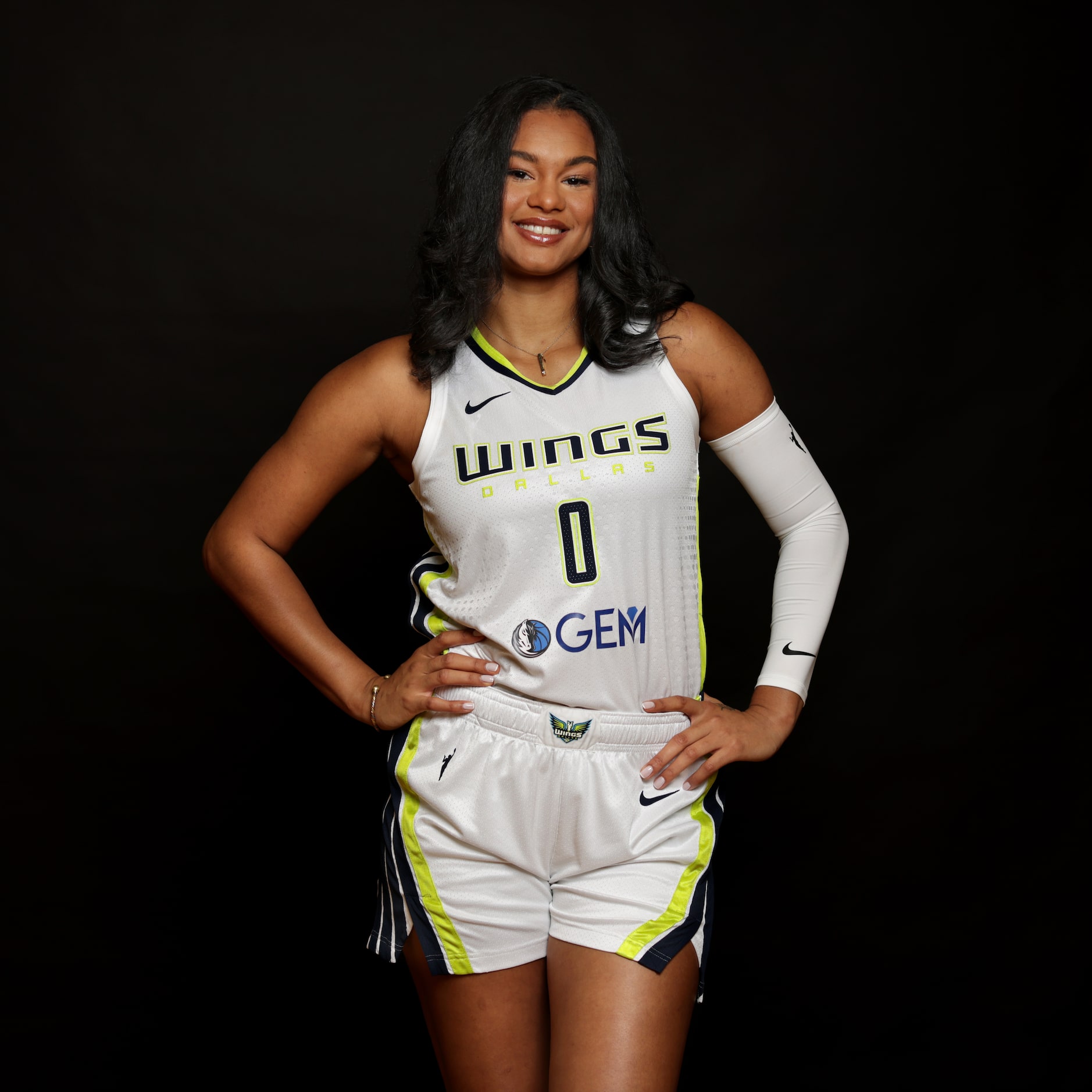 #0 Satou Sabally with The Dallas Wings poses for a photograph at College Park Center in...