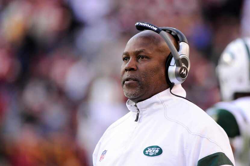 Dec 04, 2011; Landover, MD, USA; New York Jets defensive backs coach Dennis Thurman along...