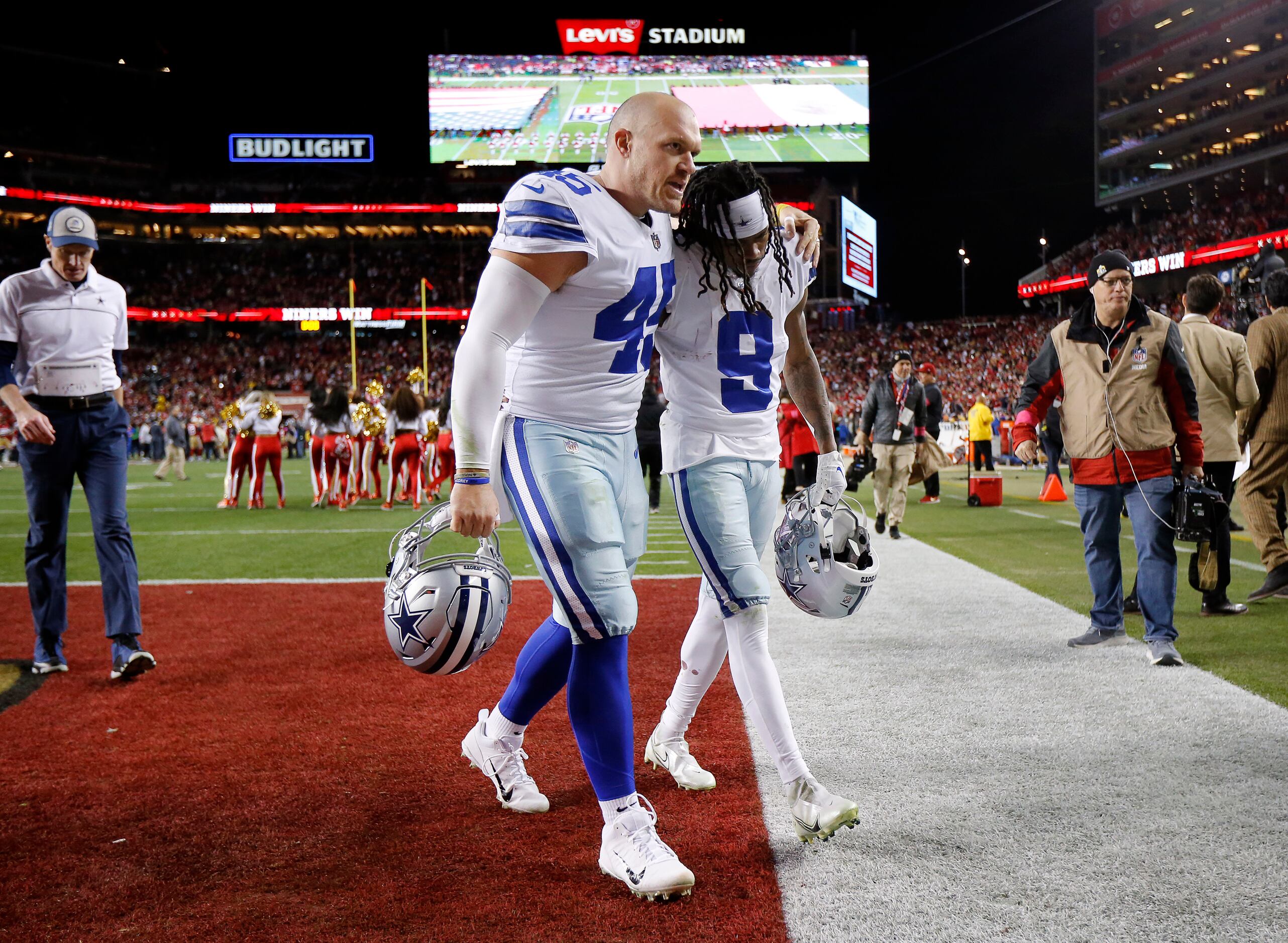 Dallas Cowboys long snapper Matt Overton (45) is seen on the sidelines  during an NFL football