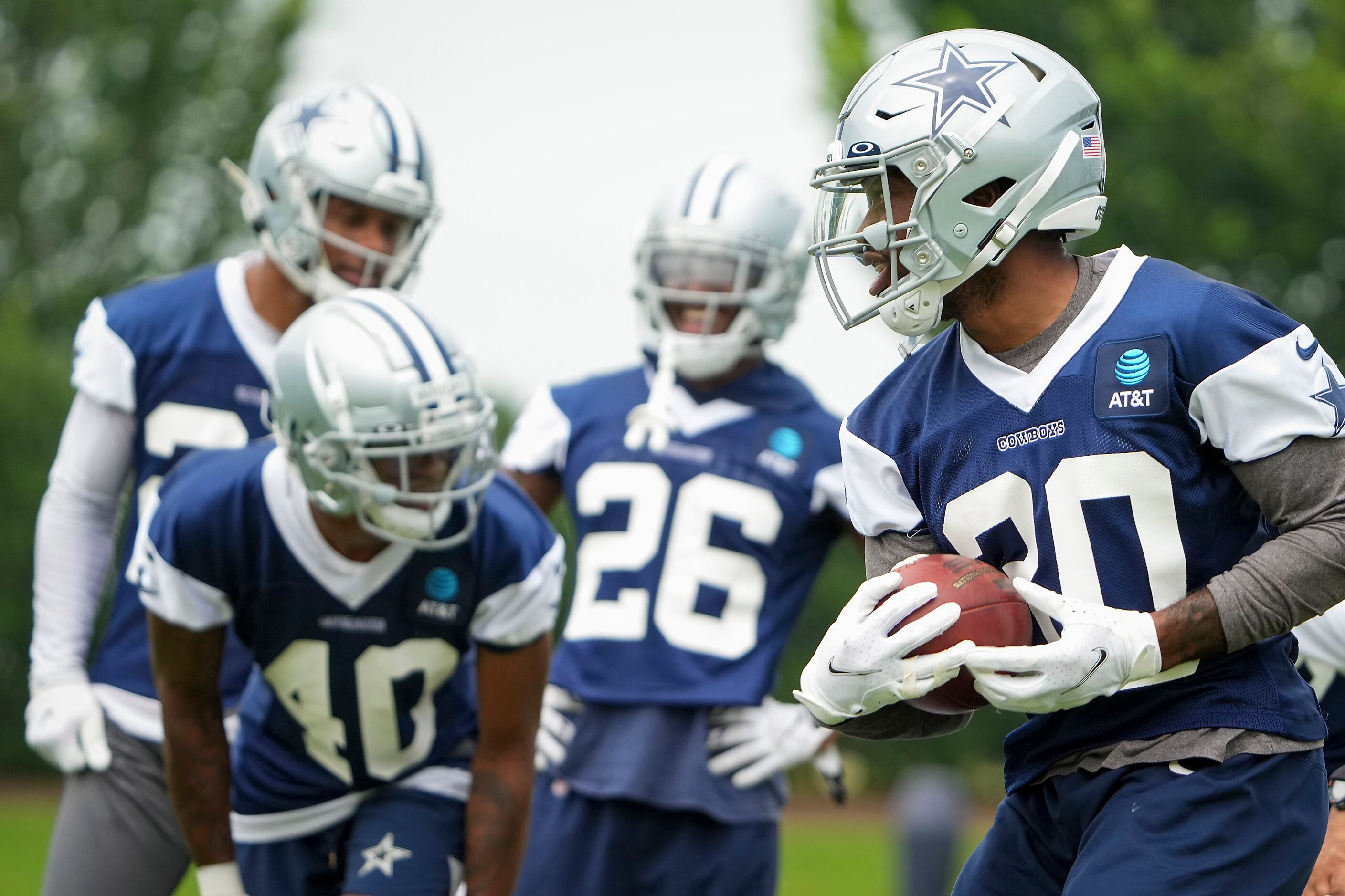 Dallas Cowboys cornerback Anthony Brown (30) participates in a drill during a minicamp...