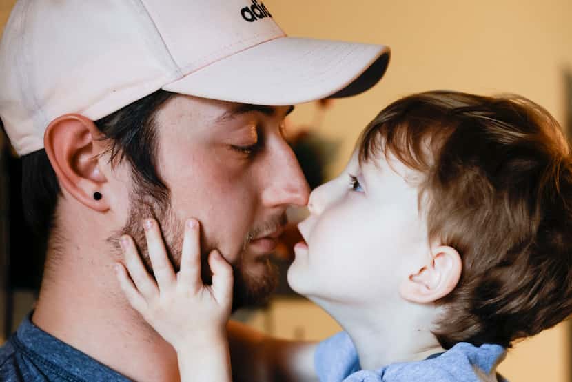 Stephen Dorfman shares a kiss with his son, Archer Vaughn, 3. When their truck was stuck by...