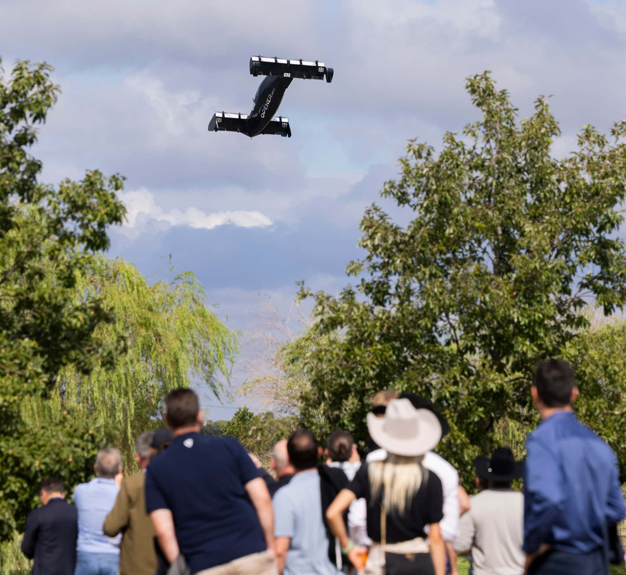Attendees watch as Pivotal demonstrates its BlackFly eVTOL during the UP.Summit 2023 at the...