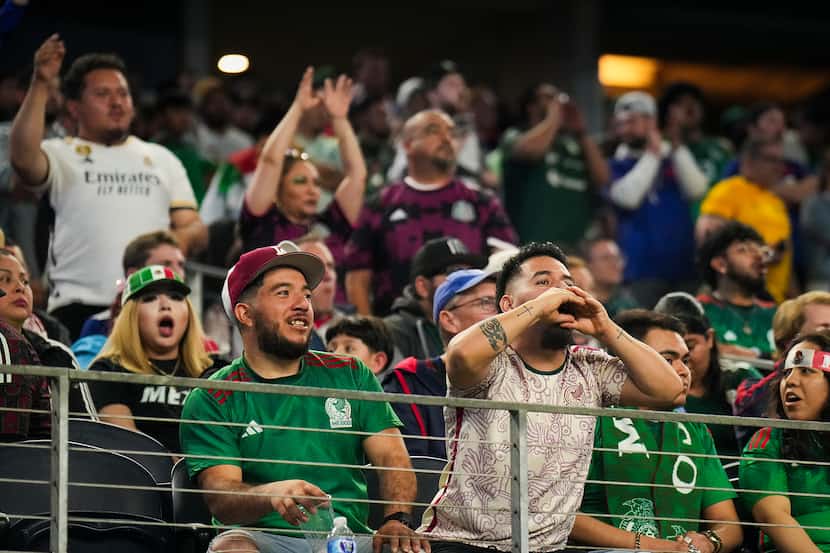 Mexico fans chant a  homophobic slure during stoppage time in the second half of the...