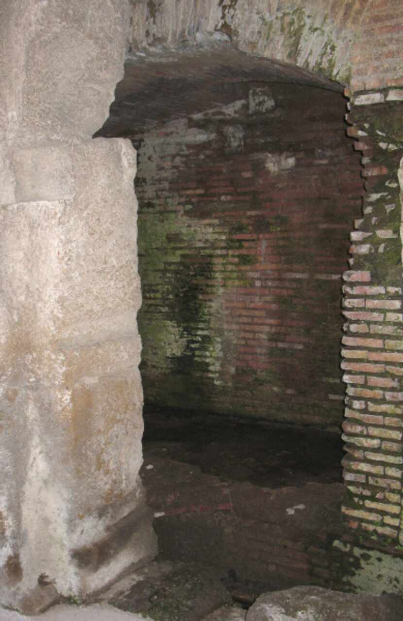 Water flows at the subterranean level of the Roman Colosseum. After the bloody battles,...