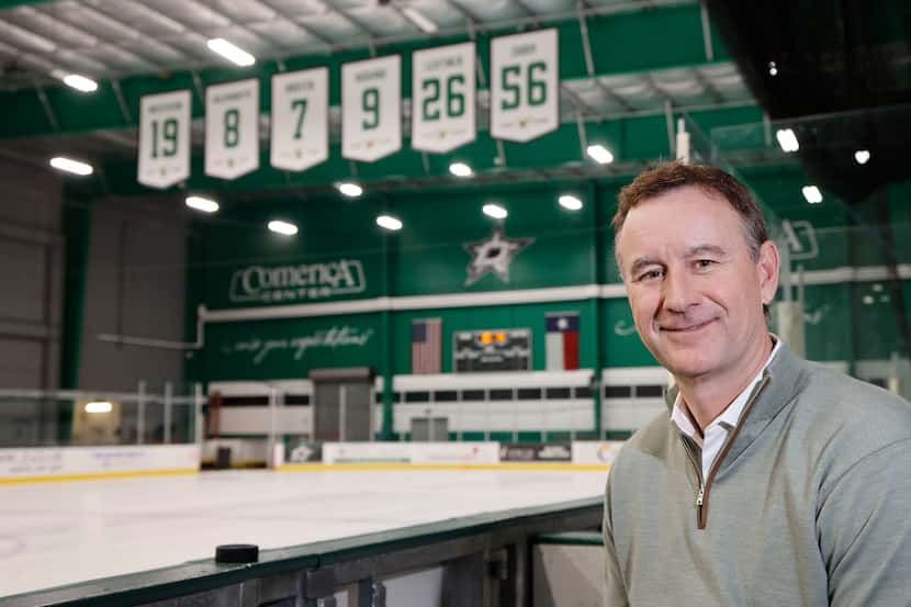 Dallas Stars President and CEO Brad Alberts poses for a photo by their ice rink, Friday,...