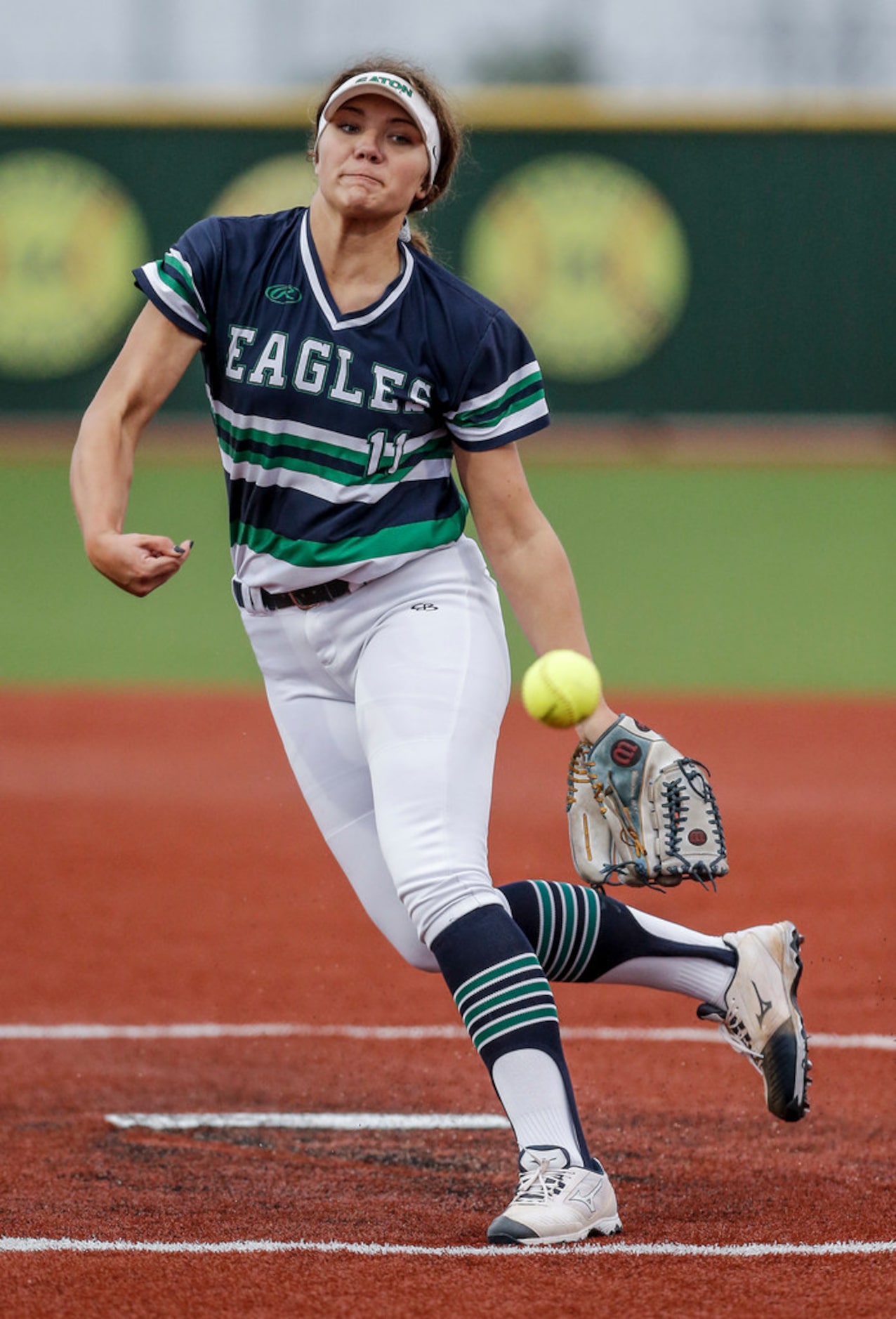 Eaton starting pitcher Maddy Wright throws during the first inning of a one-game Class 6A...