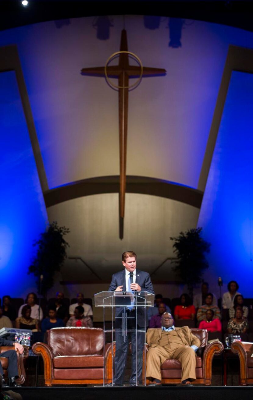 
Arlington Mayor Jeff Williams speaks during the Unity, Peace and Prayer rally.
