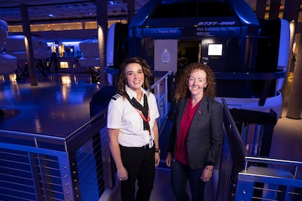 First Officer Jennifer McIntyre and Christi Paget, Sr. Director, Flight Ops Onboarding and...