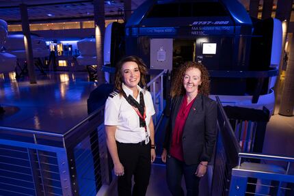 First Officer Jennifer McIntyre and Christi Paget, Sr. Director, Flight Ops Onboarding and...