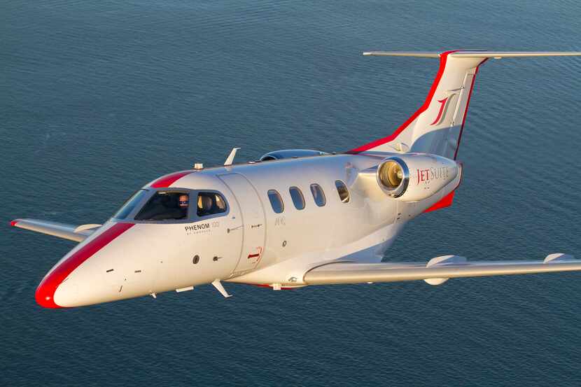 A Phenom 100 jet flown by JetSuite, which provided charters and on-demand flights to upscale...