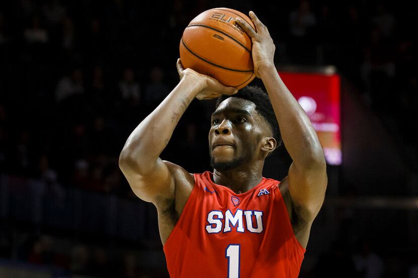 SMU guard Shake Milton (1) shoots a free throw during the second half of an NCAA men's...