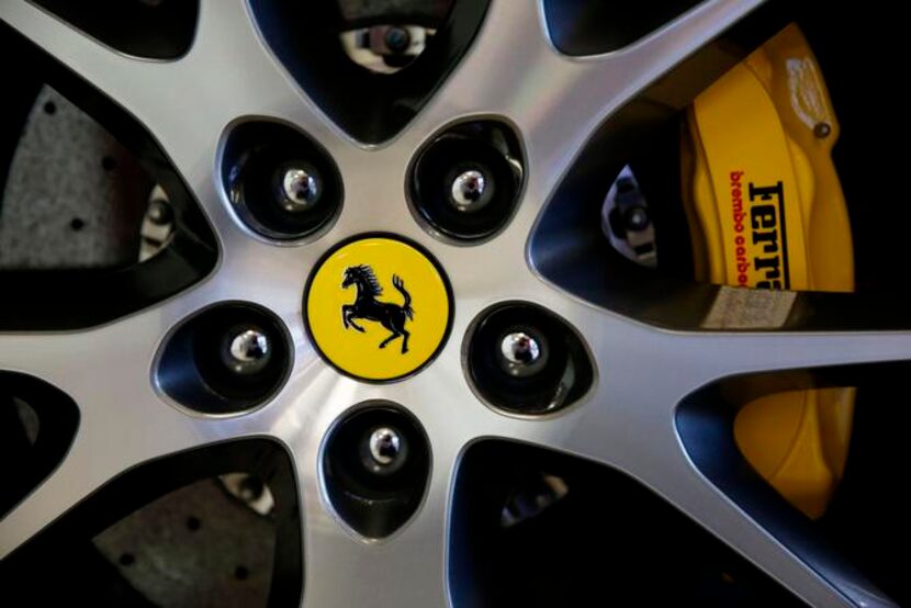 
A detail of a wheel on a 2013 Ferrari California inside the showroom at Boardwalk Ferrari...