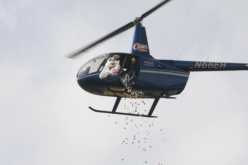 Yes, that's the Easter bunny in a helicopter. 