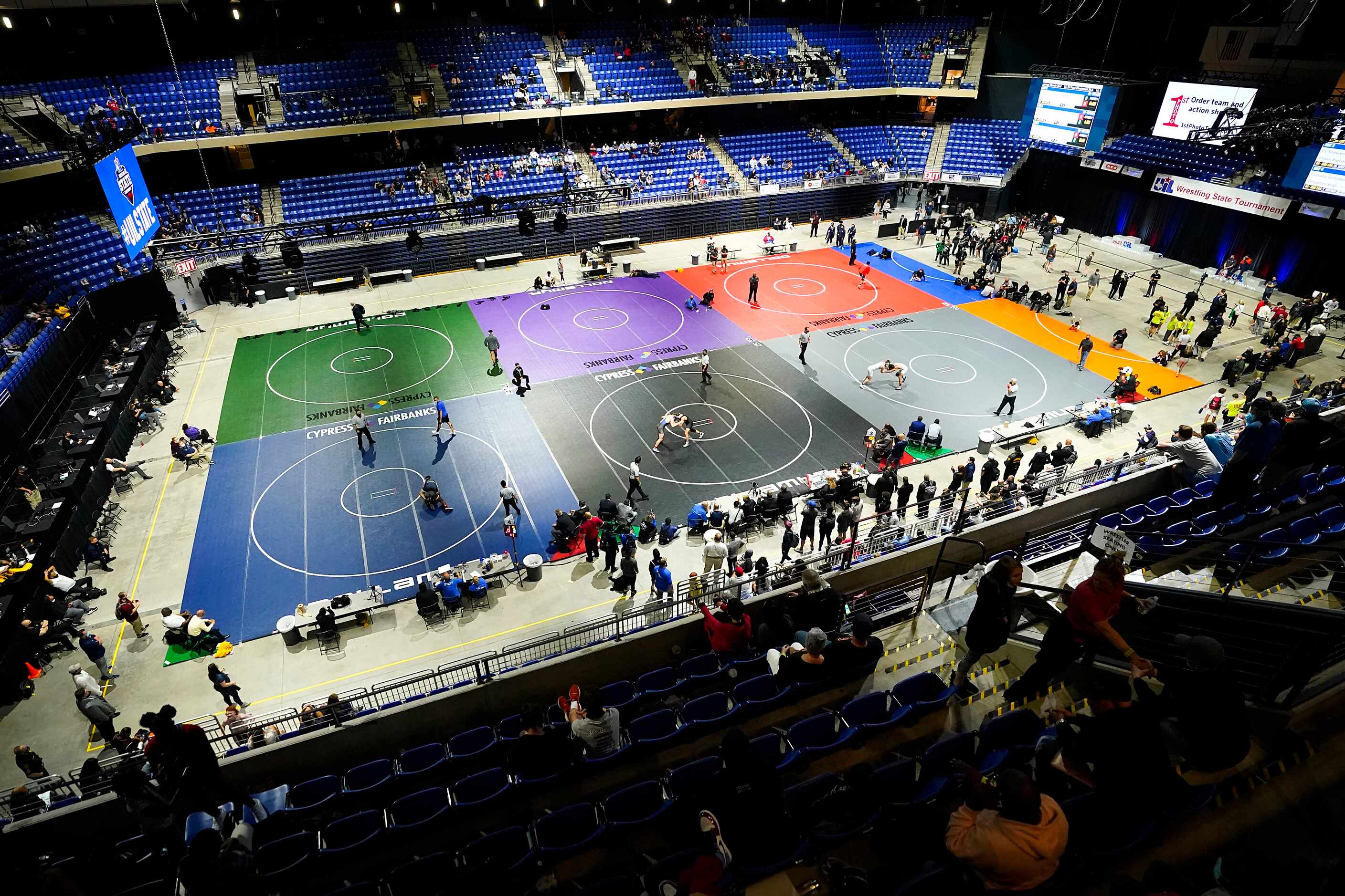 Overall view of the UIL State Wrestling tournament at the Berry Center on Saturday, April...