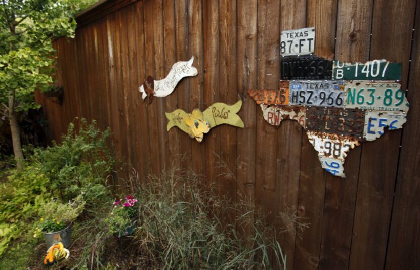 Items showcased in the backyard of Suzy and Rob Renz's home in Dallas on Friday, October 11,...