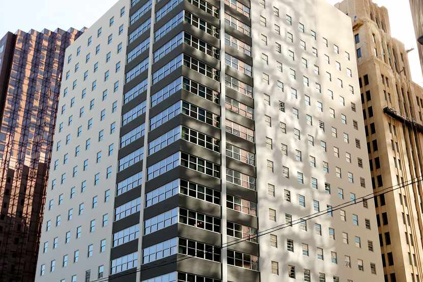 The landmark Corrigan Tower at 1900 Pacific Avenue in downtown Dallas houses 150 apartments.