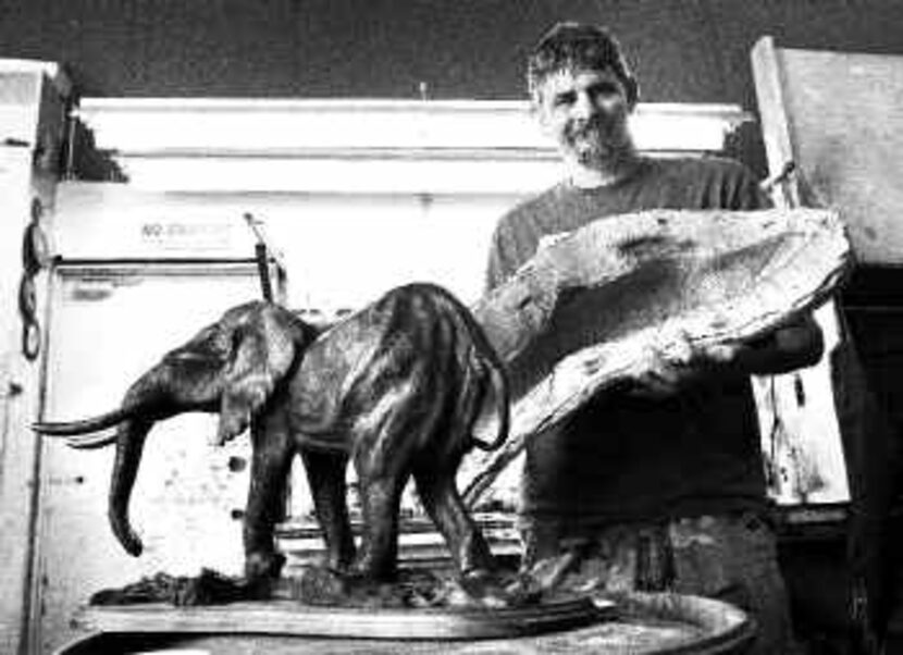 Bobby Hunt of Schaeffer Art Bronze Casting says he used bronze and resin to create the...