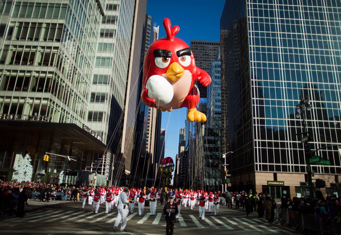 Who could possibly be angry at the Macy's Thanksgiving Day Parade in New York? Angry Birds...