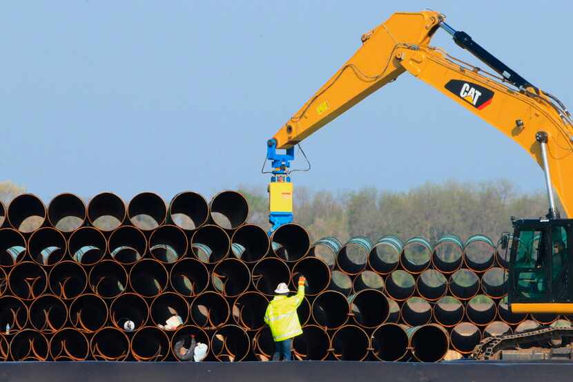  Pipes for the proposed Dakota Access oil pipeline that will stretch from the Bakken oil...