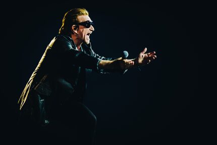 U2 singer Bono performs for a sold-out crowd at the Sphere in Las Vegas.