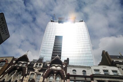 The 37-story skyscraper at 20 Fenchurch Street in London, where it came to be known as the...