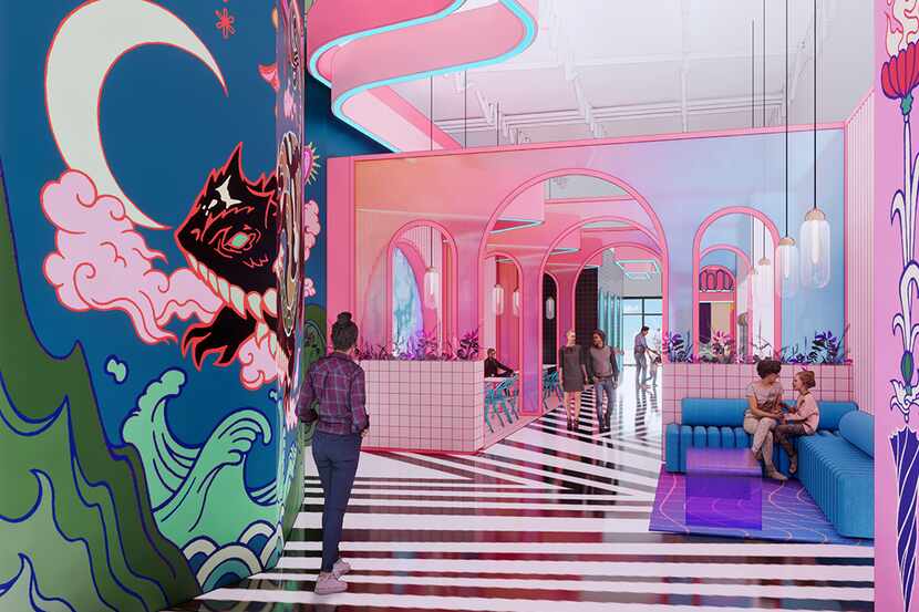 A rendering shows a portion of the plans for Meow Wolf's immersive art space set to open in...