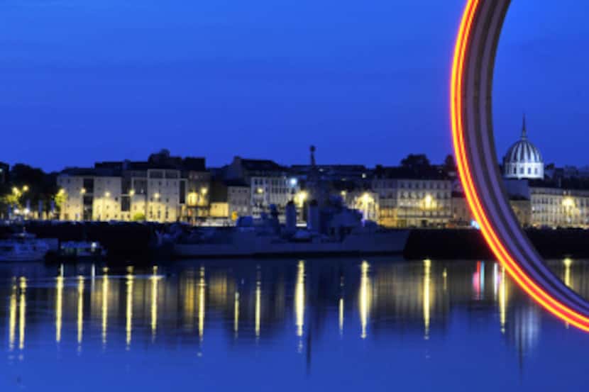 In Nantes, France, on the Isle of Nantes, an art installation of 18 rings along Quai des...