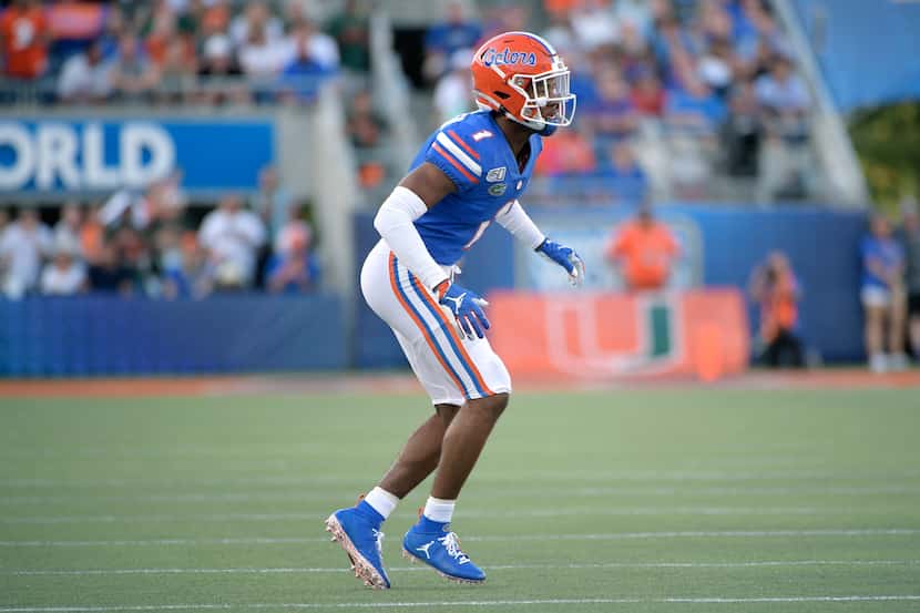 FILE - Florida defensive back CJ Henderson (1) follows a play during the first half of a...