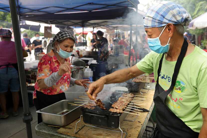 The Sunday Thai Food Market at the Buddhist Center of Dallas is already back to bustling.