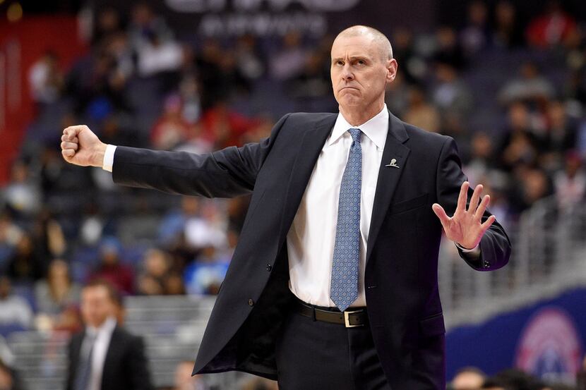 Dallas Mavericks head coach Rick Carlisle gestures during the first half of an NBA...