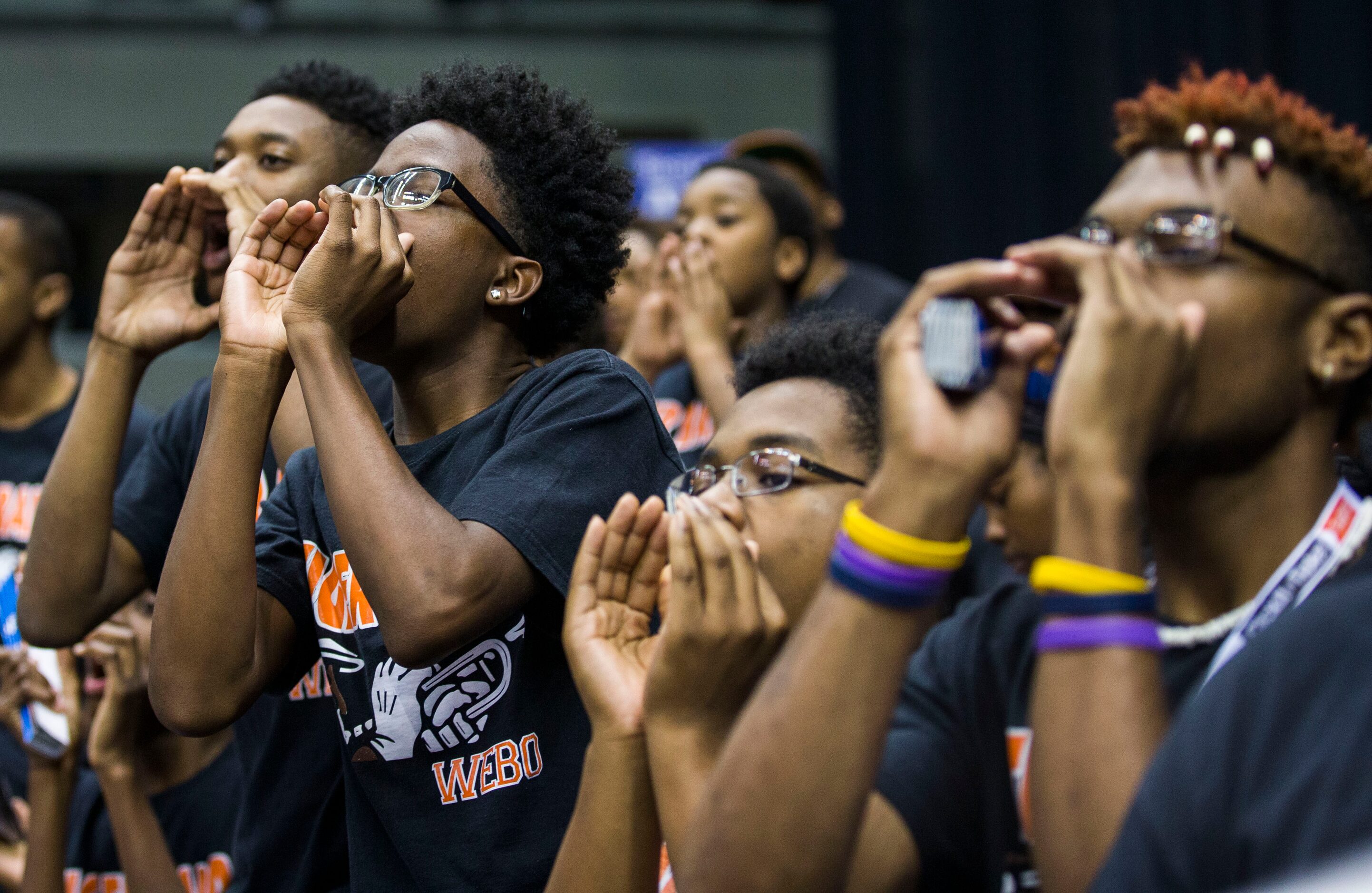 Lancaster fans cheer from the stands during their UIL Class 5A state championship boys...