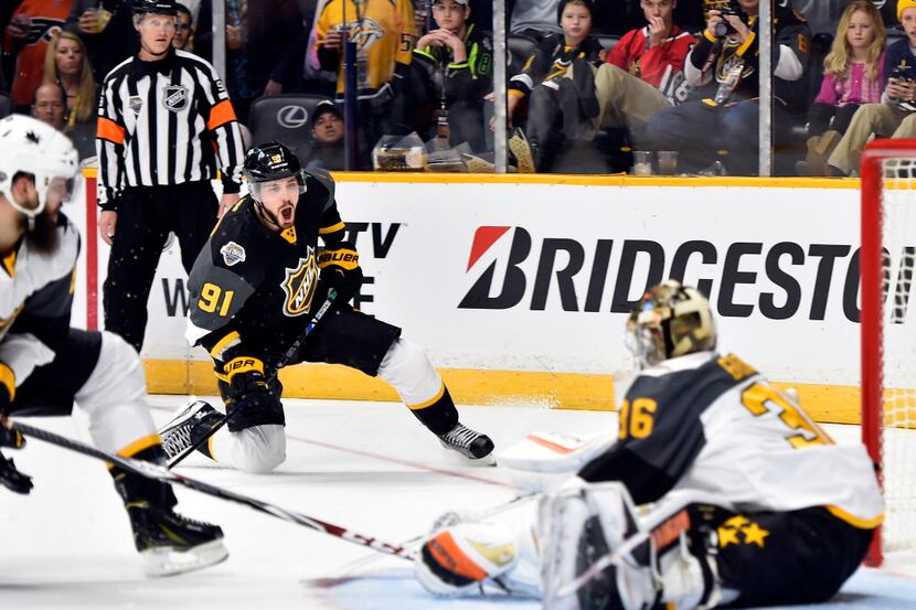 Jan 31, 2016; Nashville, TN, USA; Central Division forward Tyler Seguin (91) of the Dallas...