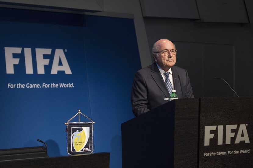 FIFA President Sepp Blatter speaks during a press conference at the headquarters of the...