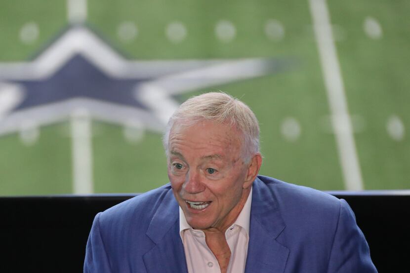 Dallas Cowboys owner Jerry Jones is pictured during a press conference detailing George...