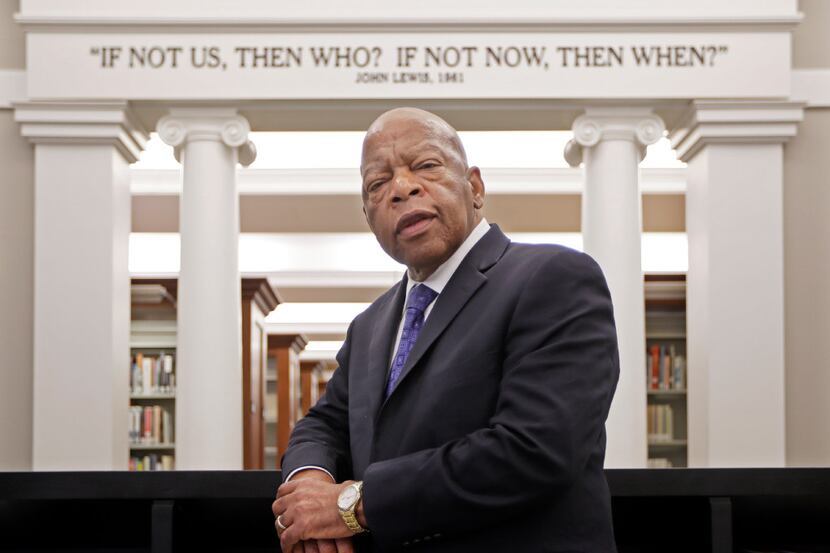 A 2016 photo shows Rep. John Lewis, D-Ga., in the Civil Rights Room in the Nashville Public...