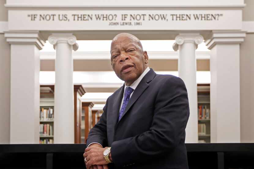 This Nov. 18, 2016, file photo shows Rep. John Lewis, D-Ga., in the Civil Rights Room in the...