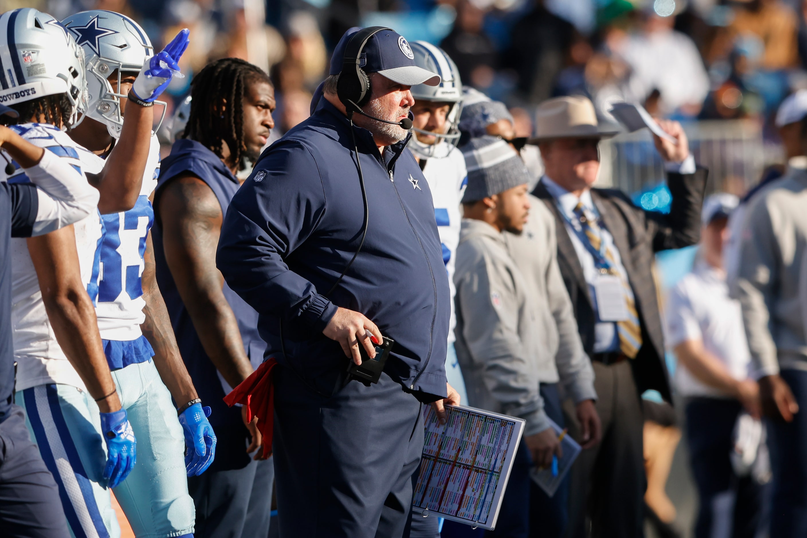 Dallas Cowboys head coach Mike McCarthy watches during the fourth quarter of a NFL game...