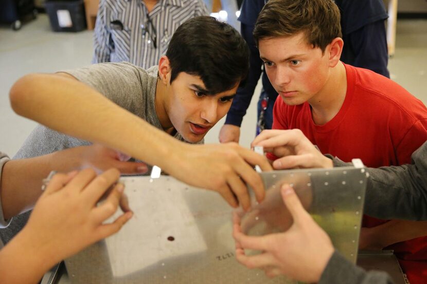 
Josh Nelson (left), 16, and Richard Rensing, 16, both of McKinney Boyd High School...