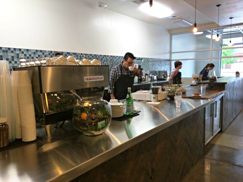 Staff samples AVOCA espresso drinks during training on June 1.