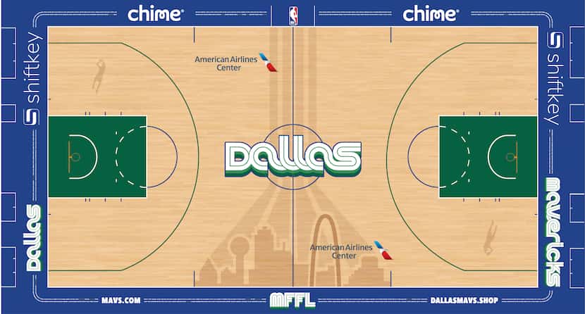 2022-23 city edition court design for American Airlines Center.