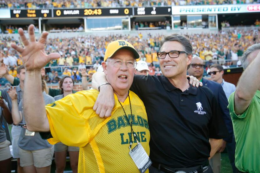 Ken Starr was on hand with Gov. Rick Perry for the inaugural game at Baylor's McLane Stadium...