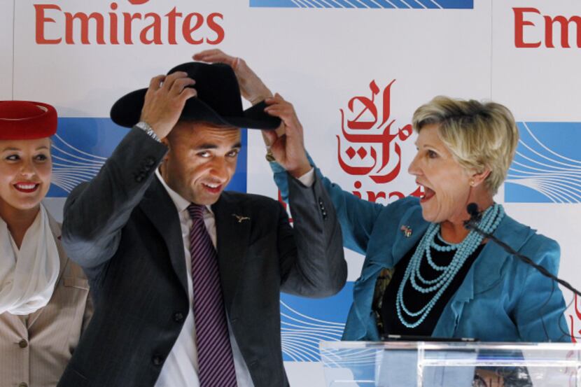 Fort Worth Mayor Betsy Price gave United Arab Emirates Ambassador Yousef Al Otaiba a cowboy...