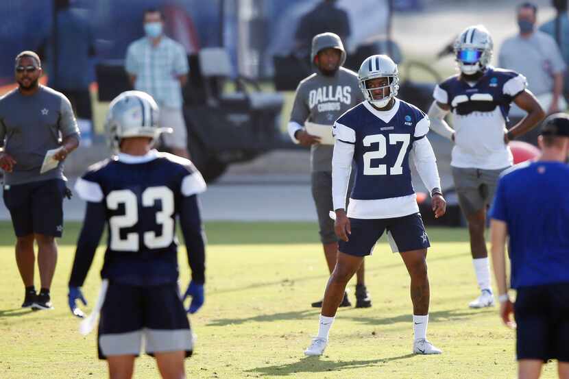 Dallas Cowboys safety Ha Ha Clinton-Dix (27) lines up before a drill during the first day of...
