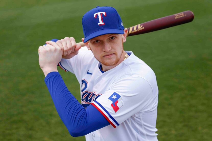 Texas Rangers catcher Sam Huff is pictured during photo day at the team's training facility...
