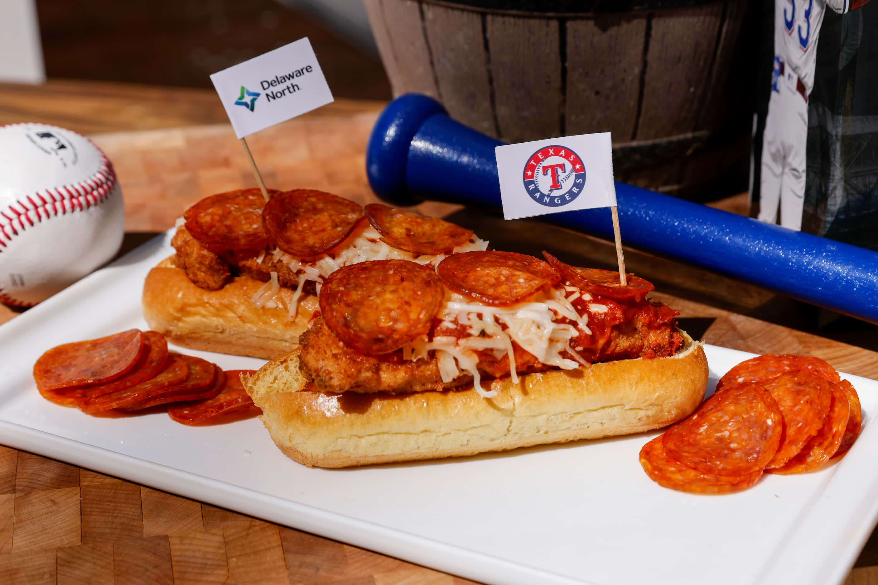 The Texas Rangers new Chicken Parm Dawwg is one of the new food items available at home...