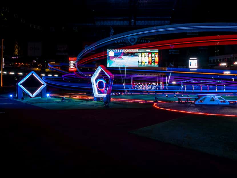 A look at a recent race setup at Chase Field in the Drone Racing League. Pilots will...