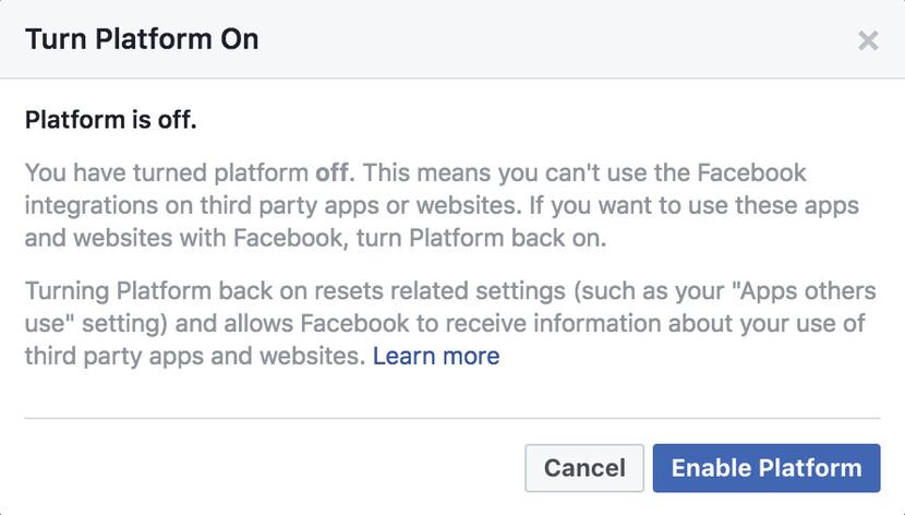 Platform is the part of Facebook that integrates with third-party apps and websites. 