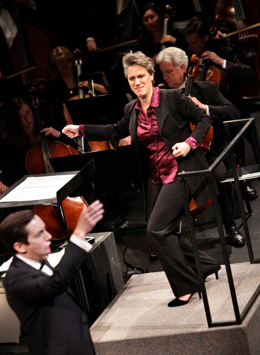 Alexandra Cravero conducts, with tenor Jonas Hacker, during the Institute For Women...